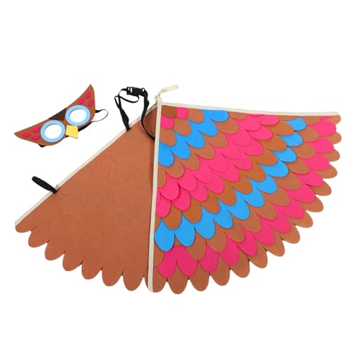 TOVINANNA Eulenflügelumhang Tierpartykostüm Tierkostüm Gefiederte Flügel Kostüm Fantasy Flügel Kostüm Tier Cosplay Kleidung Vogel Cosplay Flügel Eulenanzug Chemiefaserfilz von TOVINANNA