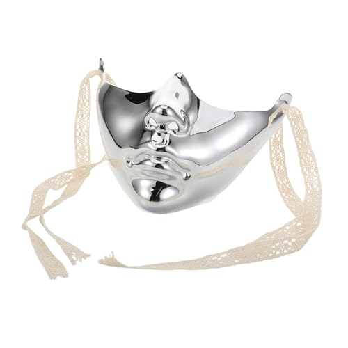 TOVINANNA Gesichtsdekoration Halloween-Requisitenmaske Erwachsene Maske wiederverwendbare Gesichtsmaske ausgefallene Verkleidungsmaske Cosplay-Gesichtsmaske Plastik Silver von TOVINANNA