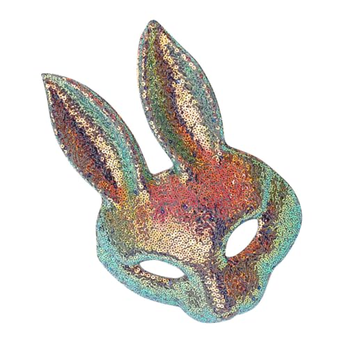 TOVINANNA Glänzende Hasenmaske mit Pailletten Halbes Gesicht Cosplay Kostüm für Halloween Karneval Party Ostern Tierkostüm Erwachsene von TOVINANNA