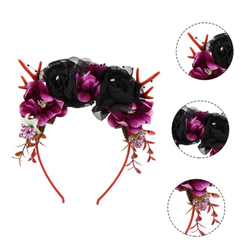 TOVINANNA Halloween Haarreif mit Blumen und Hirschgeweih Violettes Party Haarband für Damen Modisches Festival Kopfschmuck für Halloween und Weihnachtsfeiern Dekoratives Cosplay Accessoire TOVINANNA Halloween Haarreif mit Blumen und Hirschgeweih Violettes Party Haarband für Damen Modisches Festival Kopfschmuck für Halloween und Weihnachtsfeiern Dekoratives Cosplay Accessoire von TOVINANNA