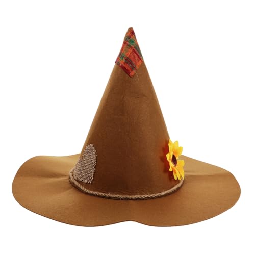 TOVINANNA Halloween Party Witch Hat mit Sonnenblumen Design Weitkrempiger Hexenhut für Frauen Cosplay Scarecrow Hut Filz für Karneval Thematische Feiern von TOVINANNA