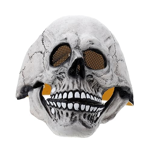 TOVINANNA Halloween Skelett Kopfbedeckung mit Licht für Kostümpartys Bewegliche Leuchtende Maske Batterie Passend für Erwachsene und Teenager für Halloween Dekoration von TOVINANNA
