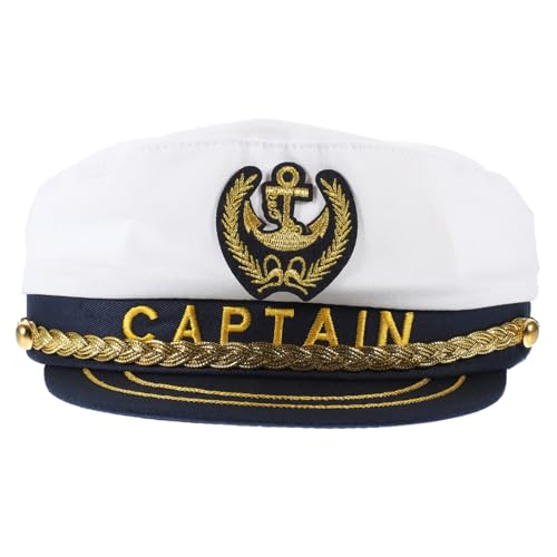 TOVINANNA Kapitänshut für Erwachsene Verstellbar Modischer Matrosenhut für Cosplay und Partys Leicht und Atmungsaktiv Kostüm Requisite für Yachten und Mottopartys von TOVINANNA