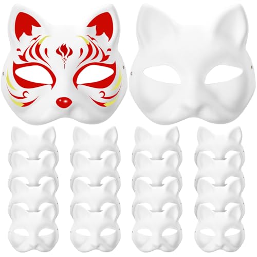 TOVINANNA Katzenmasken 20 Stück Weiße Leere Halbmasken Aus Papier Zum Anziehen Von Tieren Mit Elastischem Band Für Diy-Maskenball-Cosplay-Partykostüme TOVINANNA Katzenmasken 20 Stück Weiße Leere Halbmasken Aus Papier Zum Anziehen Von Tieren Mit Elastischem Band Für Diy-Maskenball-Cosplay-Partykostüme von TOVINANNA
