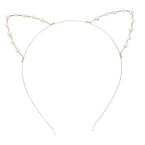 TOVINANNA Katzenohr Haarreif mit Hohlen und Kunstperlen Bequemes Kopfbedeckung für Damen für Partys Cosplay und Verschiedene Anlässe Modisches Haaraccessoire für Look von TOVINANNA