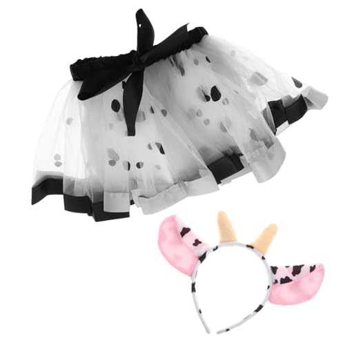 TOVINANNA Kuh Cosplay Dress Up Kit Tiere Kostüm Tutu Rock Ohr Horn Stirnband Geburtstag Halloween Weihnachten Dress Up Outfits Für Mädchen von TOVINANNA