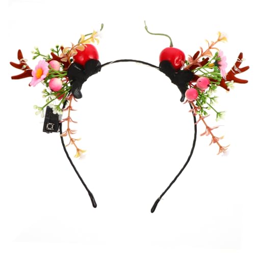 TOVINANNA Leuchtendes Christmas Flower Haarreif mit Rentier Geweih Beeren und Blumen Bunte LED Lichter Flexibler Stirnband für Erwachsene und Festliches Party und Cosplay Zubehör TOVINANNA Leuchtendes Christmas Flower Haarreif mit Rentier Geweih Beeren und Blumen Bunte LED Lichter Flexibler Stirnband für Erwachsene und Festliches Party und Cosplay Zubehör von TOVINANNA