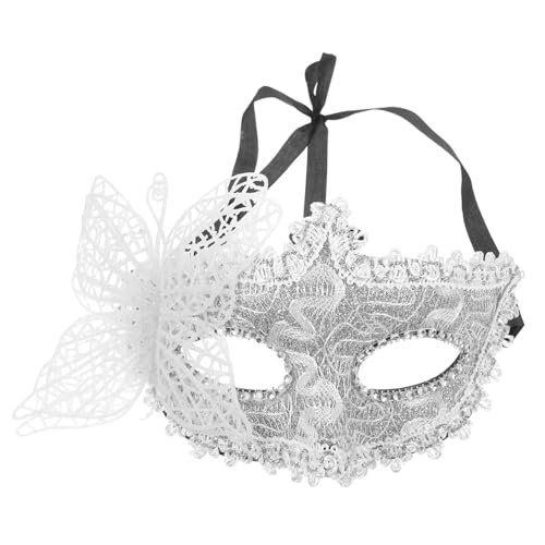 TOVINANNA Maske für Damen Spitze Venezianische Halbmaske im Schmetterlingsdesign für Maskenball Halloween Karneval und Kostümpartys Silberne Augenmaske für Stilvolle Auftritte von TOVINANNA