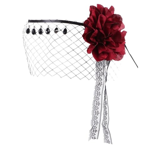 TOVINANNA Masquerade Schleier Stirnband aus Schwarzer Spitze Verstellbar Eleganter Halloween Kopfschmuck für Damen und Mädchen Passend für Kostümpartys Maskenball Karneval und Festliche von TOVINANNA
