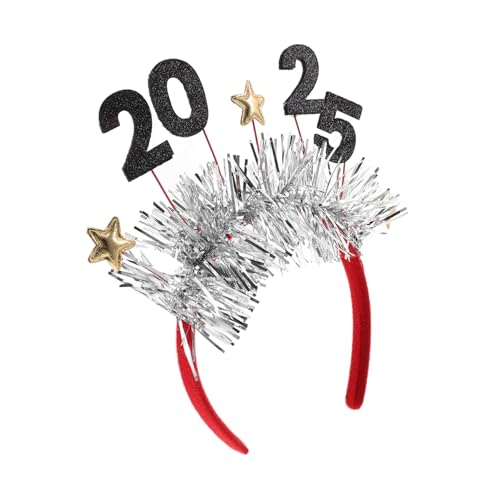 TOVINANNA Neujahrs Stirnband 2025 Glitzer Haarspange für Erwachsene Festliches Lametta Stirnband für Silvester Party Rutschfestes Kopfbedeckung für Festivals und Fotorequisiten von TOVINANNA