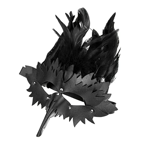TOVINANNA Punkstil Vogelschnabel Maske für Halloween Karneval Dekorative Cosplay Maske mit Schwarzen Federn Langlebig Kreativ für Maskierte Partys Festivals von TOVINANNA