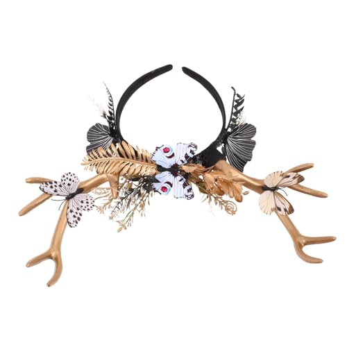 TOVINANNA Realistisches Hirschgeweih Haarband mit Blumen Schmetterlingen Leichtes Geweih Stirnband für Frauen Festliches Accessoire für Weihnachten Halloween Party und Cosplay TOVINANNA Realistisches Hirschgeweih Haarband mit Blumen Schmetterlingen Leichtes Geweih Stirnband für Frauen Festliches Accessoire für Weihnachten Halloween Party und Cosplay von TOVINANNA