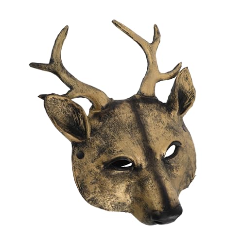 TOVINANNA Rehmaske Cosplay PU Realistische Tierkopfmaske für Halloween Karneval Einzigartiges Accessoire für Partys Auftritte Verstellbarer Gummiband für Optimalen Sitz von TOVINANNA