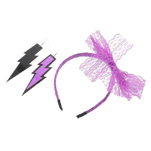 TOVINANNA Retro Neon Stirnband Satz mit Schleife und Ohrringen für Damen Modisches Kostümzubehör für Themenpartys und Halloween von TOVINANNA