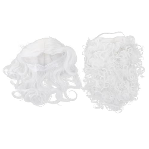 TOVINANNA Santa Claus Perücke und Set Weiß Cosplay Kostüm Zubehör für Weihnachtsmann Kostümparty und Karneval Einfach zu Tragen für Festliche Verkleidung und Maskerade von TOVINANNA
