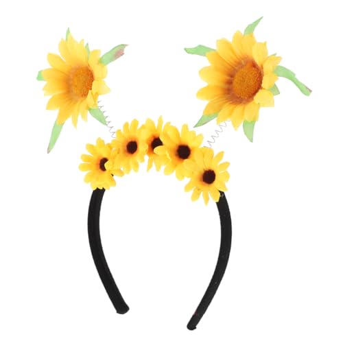 TOVINANNA Sonnenblume Haarreif mit Federmechanismus Weiches Leichtes Party haarschmuck für Mädchen Festliches Blumen accessoire Komfortabel Rutschfest für Fotoshootings und von TOVINANNA