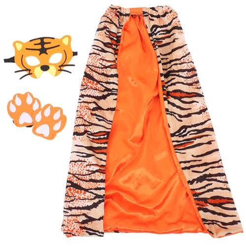 TOVINANNA Tiger Kostüm mit Cape Maske und Handschuhen Tierkostüm für Karneval Party Bühnenauftritte Niedliches Detailreiches Verkleidungszubehör von TOVINANNA