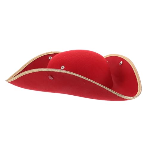TOVINANNA Tricorn Piratenhut für Erwachsene Authentischer Buccaneer Hut Rot Verstellbar Unisex für Halloween Historische Nachstellungen Themen Events von TOVINANNA
