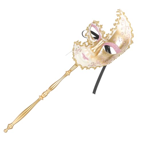 TOVINANNA Venezianische Halbe Gesichtsmaske mit Stab Stilvolle Spitzenaugenmaske für Maskenball Karneval und Halloween Handgehaltene Foto-requisite für Damen und Herren Rosa Dekoration TOVINANNA Venezianische Halbe Gesichtsmaske mit Stab Stilvolle Spitzenaugenmaske für Maskenball Karneval und Halloween Handgehaltene Foto-requisite für Damen und Herren Rosa Dekoration von TOVINANNA