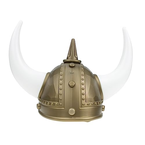 TOVINANNA Viking Horn Helm Maske Dekorativer Hut für Kostümpartys Rollenspiele und Karneval Leicht und für Fotos mit Familie und Freunden Goldene Ausführung von TOVINANNA