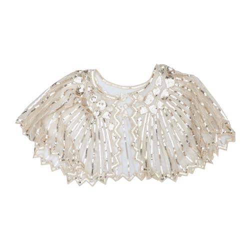 TOVINANNA Vintage Umhang mit Pailletten Perlen Eleganter Kurzer Schal für Frauen für Cosplay Partys Bühnenauftritte Verarbeitung von TOVINANNA