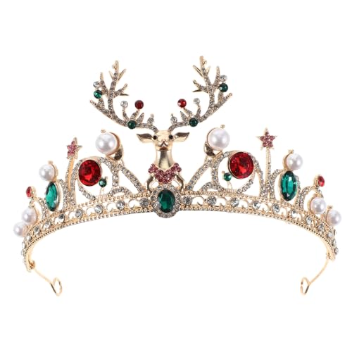 TOVINANNA Weihnachtliche Strass-krone Elchgeweih Tiara aus Legierung Glitzerndes Weihnachts-stirnband Damen Mädchen Festliches Accessoire für Lange Partys von TOVINANNA