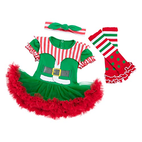 TOVINANNA Weihnachtskostüm Set Monate Weiches Baumwollkleid mit und Komfortables Grünes Festtagsoutfit für Junge Mädchen Babykleidung für Weihnachtsfeiern und von TOVINANNA