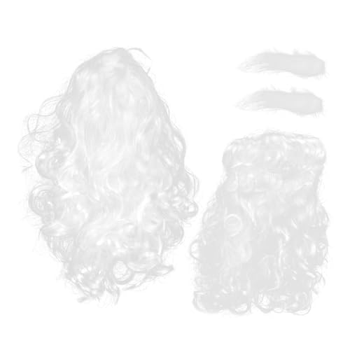 TOVINANNA Weihnachtsmann Perücken Weißer Augenbrauen Cosplay Kostüm Zubehör Sicher Hautfreundlich Für Party Fasching Halloween von TOVINANNA