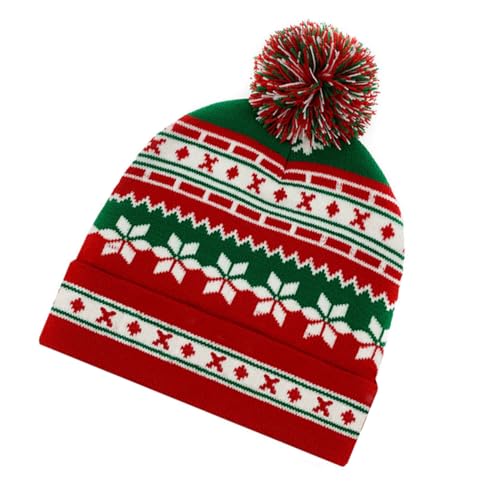 TOVINANNA Weihnachtsmütze aus Acrylfasern Weiche Warme Santa Mütze mit Festlichem Muster Einheitsgröße für Erwachsene Kreative Weihnachtskostüm Accessoire für Party und Feier von TOVINANNA