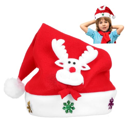 TOVINANNA Weihnachtsmütze Für Junge Mädchen Mit Licht Weihnachtsmütze Für Kleinkinder Und Junge Mädchen Festliche Mütze Für Winter Leuchtende Mütze Für Jungen Partymütze Aus Stoff von TOVINANNA