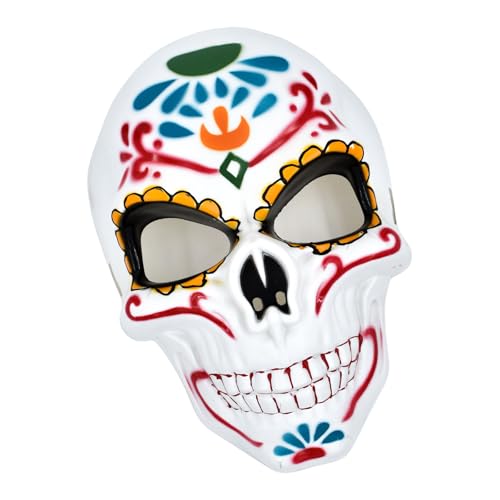 TOWARDSNAN Maskerade Maske Mexikaner Der Deads Zuckerschädelmaske Mit Digitalem Druck Kostüm Kleid Suger Skelettmaske Geschenke von TOWARDSNAN