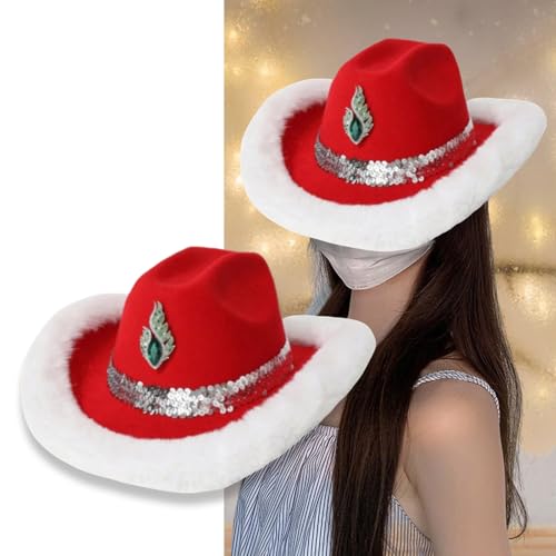 TOWARDSNAN Pelzige Homburg Weihnachtshut Paillettenhutgürtel Für Frauen Männer Foto Requisiten Western Für Männer Frauen Unisex Tragen Kopfbedeckung TOWARDSNAN Pelzige Homburg Weihnachtshut Paillettenhutgürtel Für Frauen Männer Foto Requisiten Western Für Männer Frauen Unisex Tragen Kopfbedeckung von TOWARDSNAN