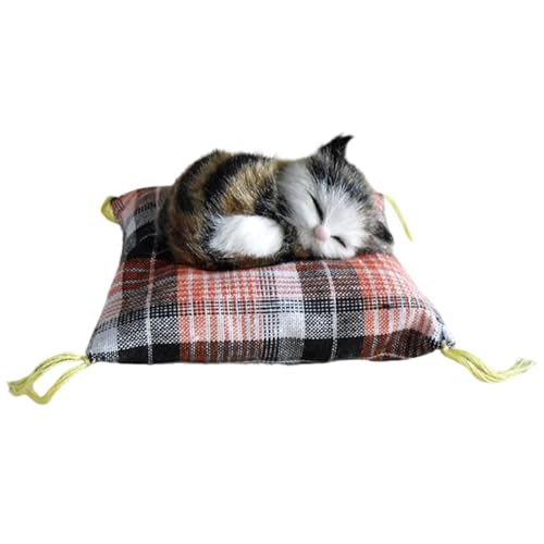 TOWARDSNAN Simulation Tiermodell Gefüllte Schlafkatzen Plüsch Pelzkätzchen Ornament Auf Kissenmatte Für Kinder Erwachsene Anwesend von TOWARDSNAN