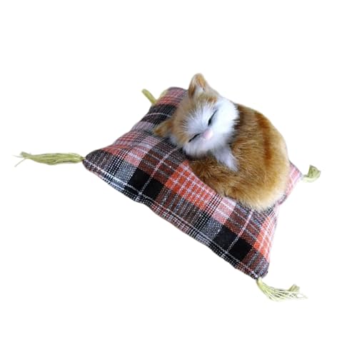 TOWARDSNAN Simulation Tiermodell Gefüllte Schlafkatzen Plüsch Pelzkätzchen Ornament Auf Kissenmatte Für Kinder Erwachsene Anwesend von TOWARDSNAN