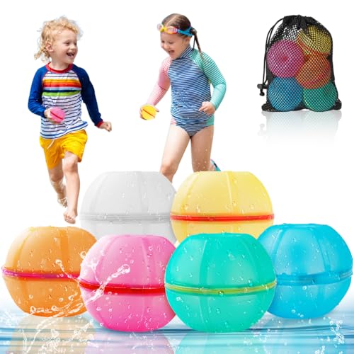 Wasserbomben Wiederverwendbar 6 Stück, Wasserball Wasserspielzeug Kinder Outdoor, Wasserbomben Luftballons Selbstschließend für Kinder Erwachsene Wasserpark Wasserbomben Wiederverwendbar 6 Stück, Wasserball Wasserspielzeug Kinder Outdoor, Wasserbomben Luftballons Selbstschließend für Kinder Erwachsene Wasserpark von TOWINGO