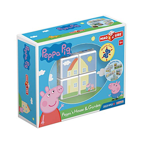 Geomag Magicube 050 - Peppa Pig Peppa's house & garden - 4 Magnetwürfel - Konstruktionsspielzeug, Baukasten Lernspielzeug von Geomag