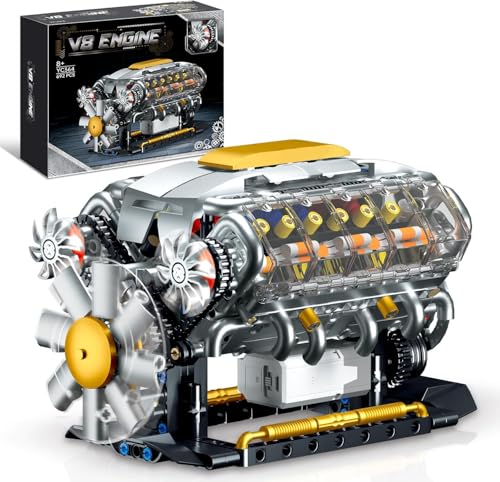 TOY PLAYER Ideas V8-Motor-Bausatz für Erwachsene, Bauen Sie Ihr eigenes MOC-Mini-V8-Motor-Modellspielzeug zum Ausstellen, Geschenk für Jungen, Mint-Bauprojekt für Kinder und Jugendliche (692 PCS) von TOY PLAYER