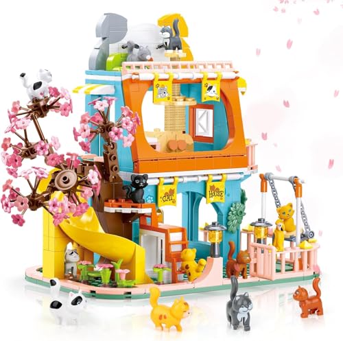 TOY PLAYER Katzenhaus Bausteine Spielzeug, Friends, MOC Creative STEM Friends Haus klemmbausteine Baustein Set, Geschenk für Jungen und Mädchen im Alter von 8-16+ Jahren (521 PSC) von TOY PLAYER