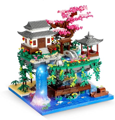 TOY PLAYER Pfirsichblüten Teich Japan Blumen Haus Mini Bausteine，Klemmbausteine Pflanzen Architecture Japan Ideas deko Geschenk für Erwachsene und Mädchen 6-16 Jahre+ 3320PCS von TOY PLAYER