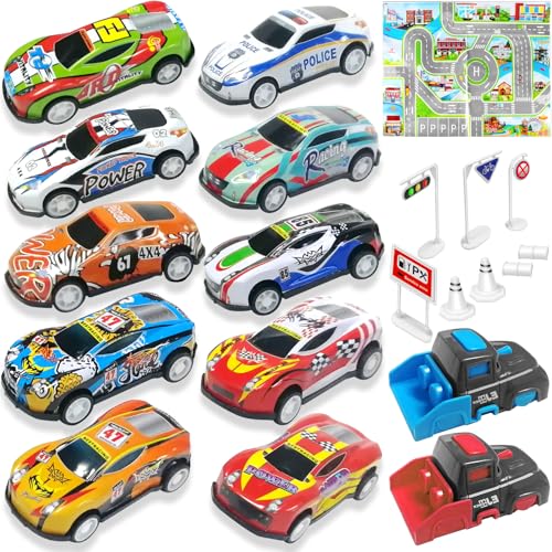 TOYABI Auto Spielzeug Set, 21 Stück Spielzeugautos Metall mit spielteppich & Katapult, Kleine Spielzeugauto, Autos Zurückziehen Fahrzeuge, Geburtstag Geschenk für Kinder ab 3 4 5 6 7 8 Jahre TOYABI Auto Spielzeug Set, 21 Stück Spielzeugautos Metall mit spielteppich & Katapult, Kleine Spielzeugauto, Autos Zurückziehen Fahrzeuge, Geburtstag Geschenk für Kinder ab 3 4 5 6 7 8 Jahre von TOYABI