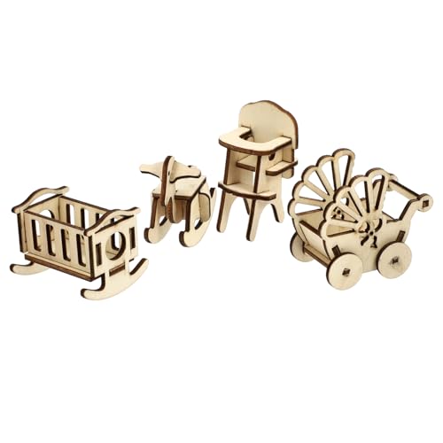 TOYANDONA Puppenhaus Miniatur Möbel Set Holz Mini Kinderzimmer Wiege Jungen Und Mädchen Spielset Stuhl von TOYANDONA
