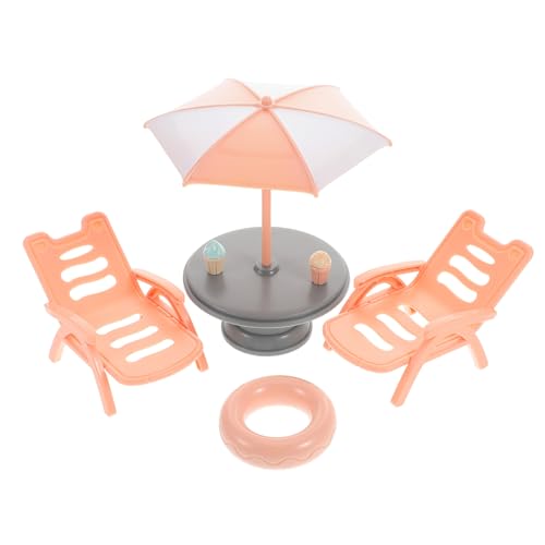 TOYANDONA Minihaus Strandkorb-Set Strandset Kinder Puppenhaus Terrasse Mini Strandzubehör Handwerkskunst Vielseitige Spielmöglichkeiten von TOYANDONA