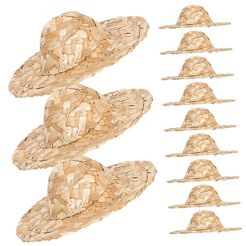 TOYANDONA 12er-Pack Kinder – Mini-strohhüte Für Mädchen – Puppen-Miniatur-Kopfbedeckung – Baby – Gewebt von TOYANDONA