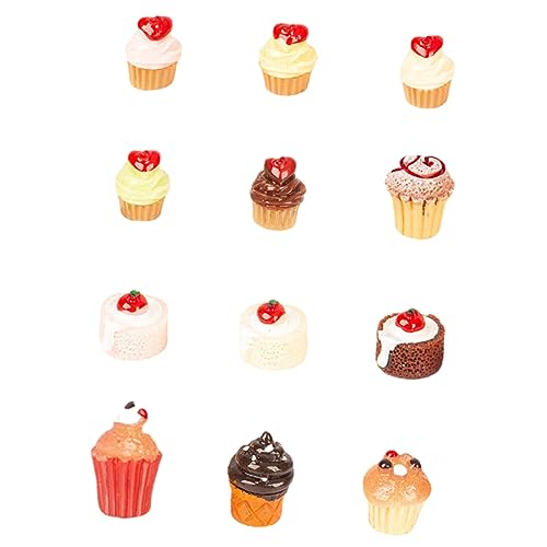 12st Simulation Kuchen Spielzeughaus Gefälscht Miniatur Figuren Vorgeben Mini- -Dessert-Modell Mini-kuchenverzierung Dekorative Fake-Food-Requisite Mini-dessertkuchen- Harz TOYANDONA von TOYANDONA