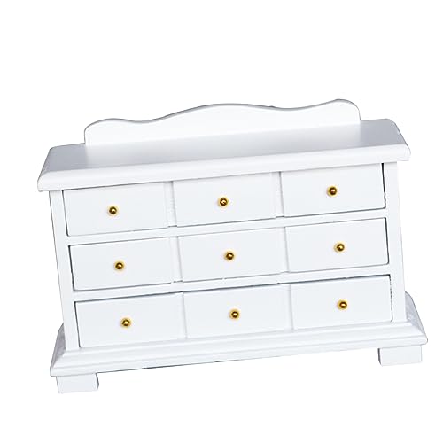 1Stk Puppenhaus Schublade Heimwerken LED-Leiste puppenhaus Miniatur bausatz selber Machen Miniatures Chest of Drawers Mini-Massivholzschrank Miniatur-Schrankdekor hölzern Weiß TOYANDONA von TOYANDONA