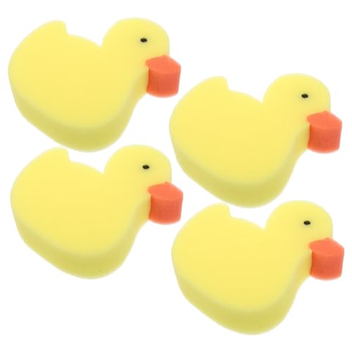 TOYANDONA 4 Stück Badebürste mit Kleiner gelber Ente badewanne zubehör Lustige Badspielzeuge badespielzeug badewannenspielzeug Hautpeeling für den Körper Peeling-Duschschwamm Badetuch Yellow von TOYANDONA