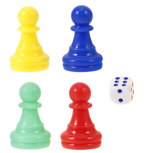 40 Stück Brettspielfiguren Mehrfarbige Kunststoff-Schachfiguren Mit 10 Stück 6-Seitigen Spielwürfeln Für Tischmarker Brettspiele von TOYANDONA