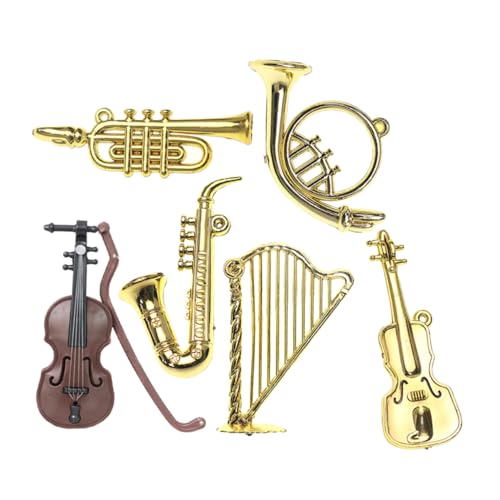 6St Mini-Musikinstrument- Miniatur-Hausbausatz Geigenspielzeug mit Ton puppenhaus deko Mini Musikinstrumente für Puppenhaus Mini-Musikinstrument-Requisite Kindergeige PVC TOYANDONA von TOYANDONA