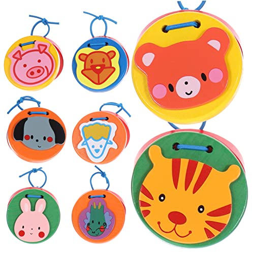 8St Runde Tierkastagnetten Kinderspielzeug Kastagnettenspielzeug Musikinstrument Kleinkinder Sensory Toys -Instrumente Kastagnettenklappe aus Holz TOYANDONA von TOYANDONA