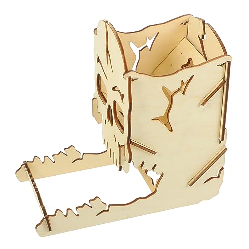 Holz Skull Würfelturm für Brettspiele Tragbarer Würfelspender für Rollenspiele und Tischspiele Großer Fassungsvermögen Langlebig und Praktisch für Familienunterhaltung von TOYANDONA